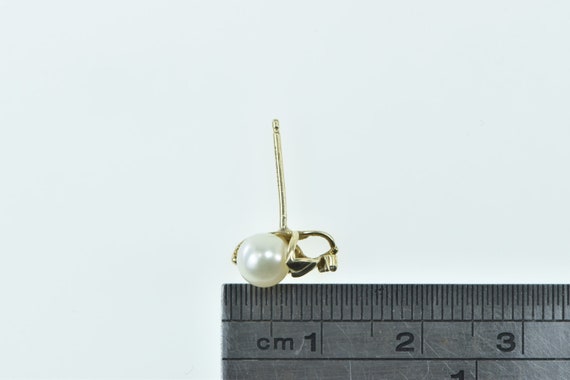 14K 5.3mm Pearl Diamond Accent Single Earring Yel… - image 4