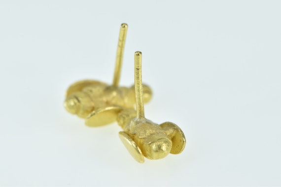 18K Bumble Bee Brushed Finish Vintage Stud Earrin… - image 3