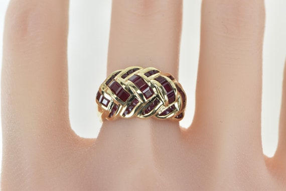 14K Ruby Encrusted Domed Knot Statement Band Ring… - image 5