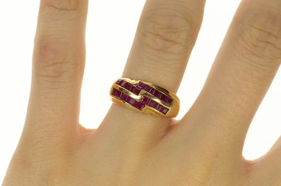 14K Princess Natural Ruby Encrusted Band Ring Siz… - image 5