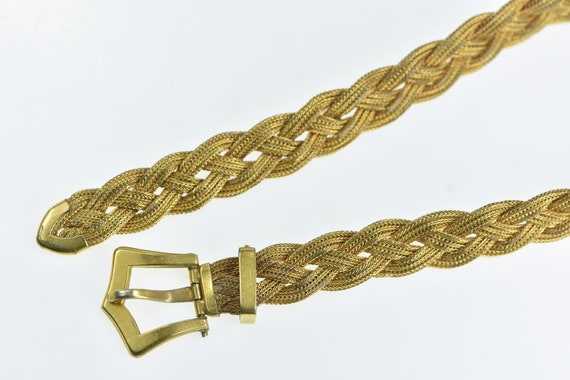 Gold Filled Vintage Woven Braid Mesh Chain Buckle… - image 2
