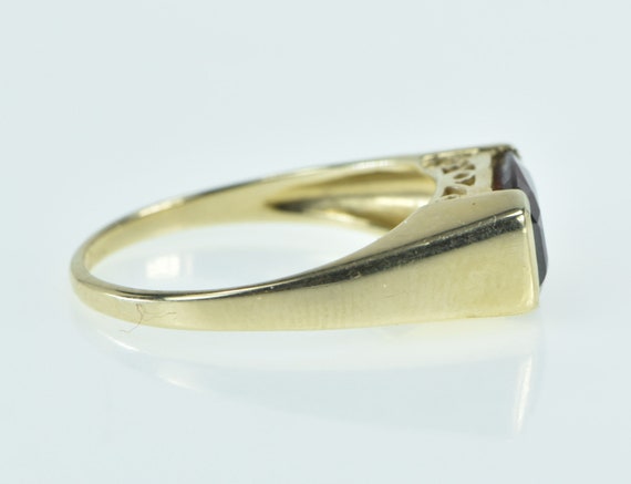 14K Ornate Faceted Garnet Squared Statement Ring … - image 2