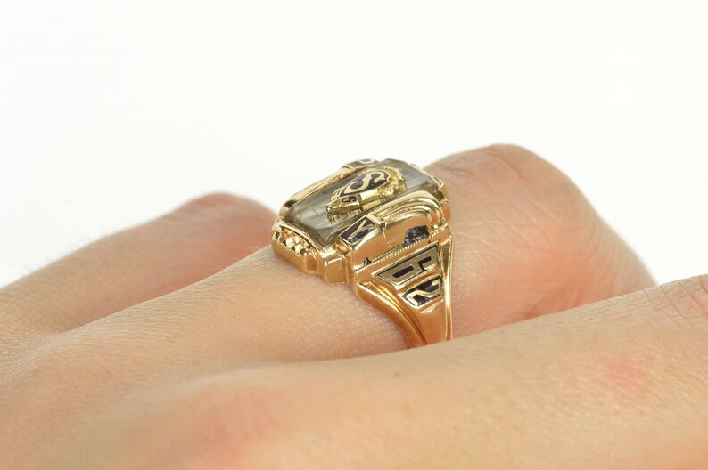 10K 1962 SHS High School Ornate Retro Class Ring Size 8 Yellow Etsy