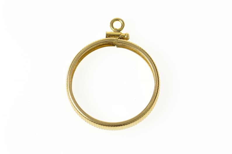 14K British 1 Lb One Pound Coin Bezel Holder CharmPendant Yellow Gold