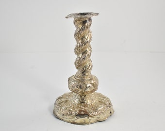 Sterling Silver Antique Strawberry Floral Pattern Candlestick