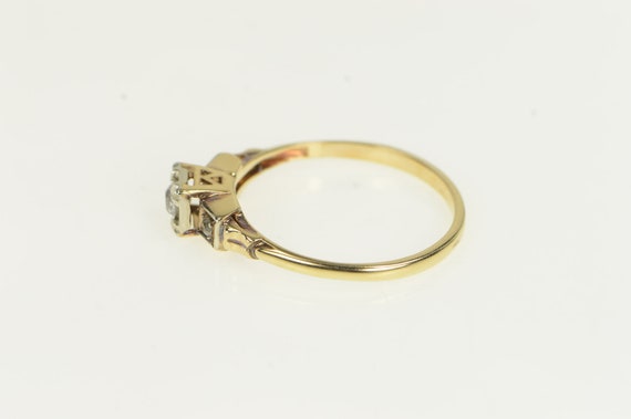 14K 1940's Diamond Three Stone Promise Ring Size … - image 2