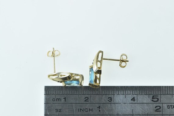 10K Marquise Blue Topaz Diamond Vintage Earrings … - image 4