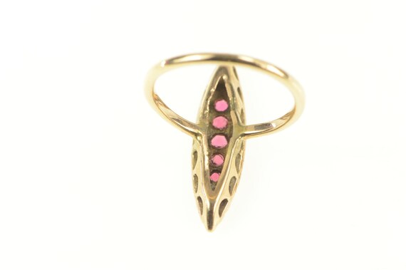 14K Victorian Ruby Seed Pearl Navette Ring Size 3… - image 3