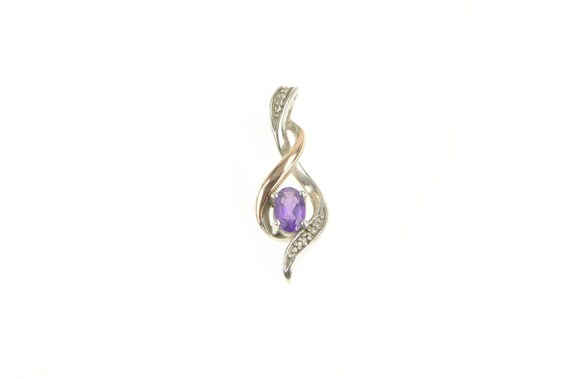 Sterling Silver Oval Amethyst Diamond Accent 10 T… - image 1