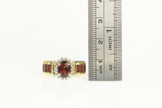 14K Oval Garnet Vintage Halo Statement Ring Size … - image 4