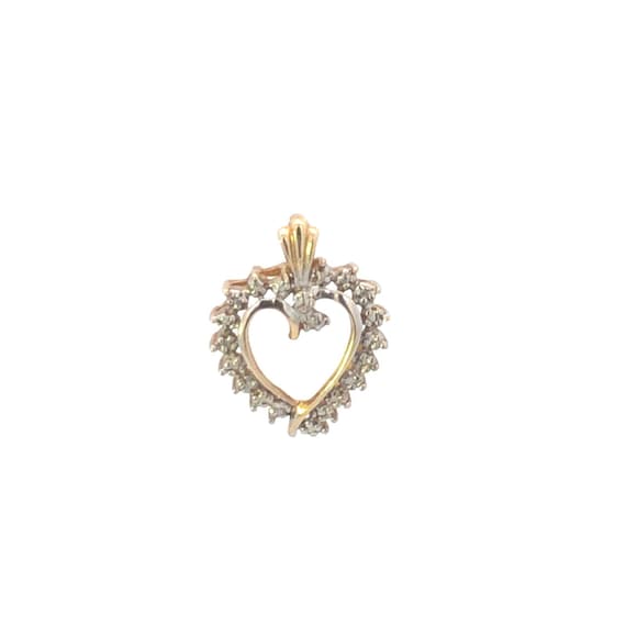 10K Classic Vintage Diamond Heart Love Pendant Yel