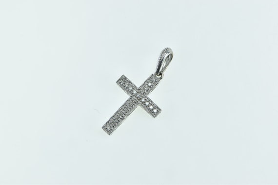 14K Vintage Diamond Cross Christian Faith Pendant… - image 1