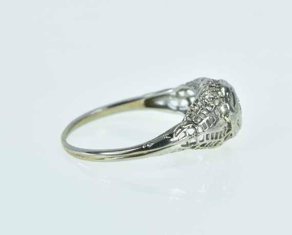 18K Art Deco Filigree Diamond Engagement Ring Siz… - image 2