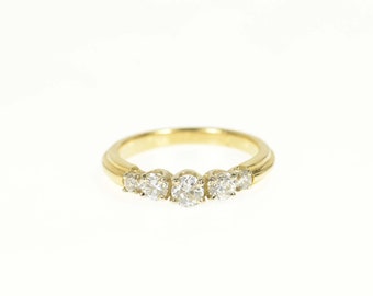 18K 0.61 Ctw Five Stone Classic Diamond Band Ring Size 6 Yellow Gold