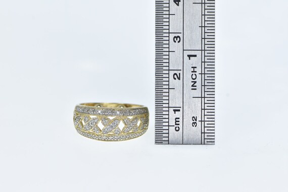 14K Diamond X Criss Cross Domed Band Ring Size 4.… - image 4