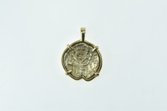 18K Ancient Coin Vintage Statement Pendant Yellow… - image 1