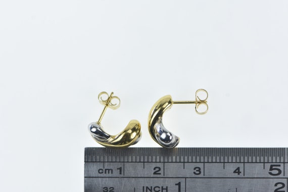 14K Puffy Twist X Criss Cross Semi Hoop Earrings … - image 4