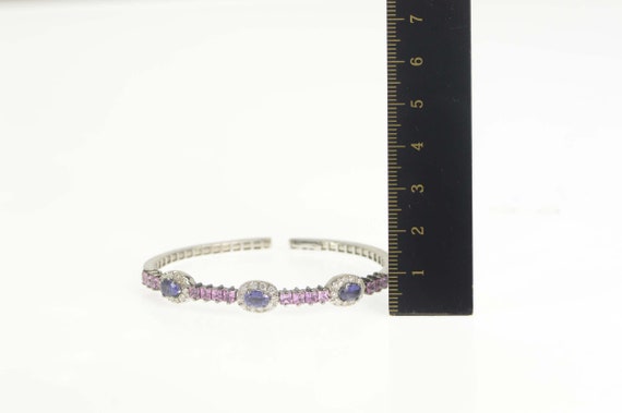 18K 3.80 Ctw Iolite Diamond Halo Pink Topaz Brace… - image 4