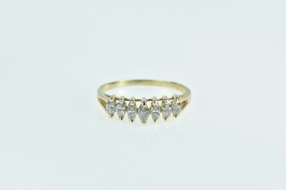 14K Marquise Diamond Diamond Vintage Band Ring Si… - image 1