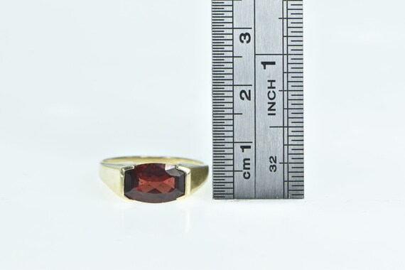 14K Ornate Faceted Garnet Squared Statement Ring … - image 4