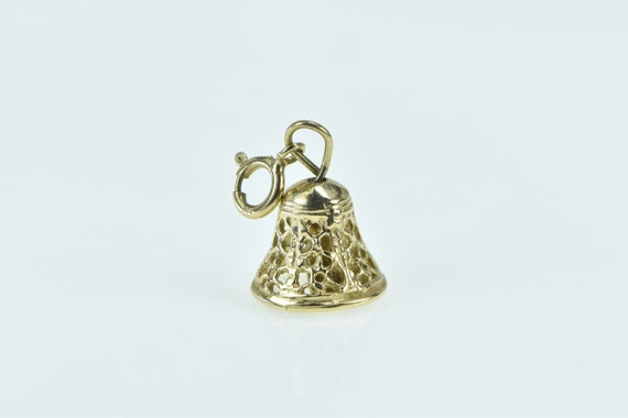 14K 3D Articulated Filigree Wedding Bell Charm/Pe… - image 1