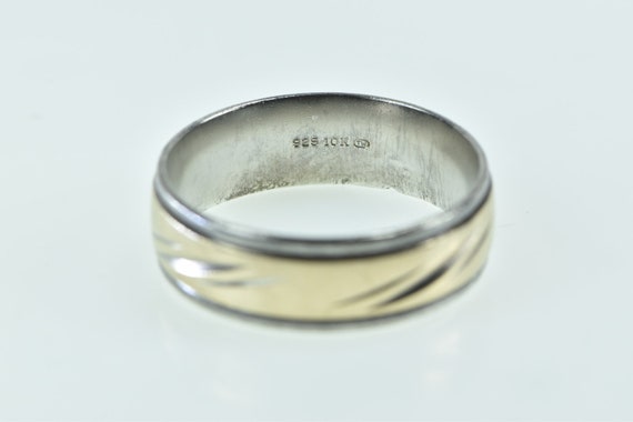 Sterling Silver 7.0mm Two Tone 10k Gold Men's Ban… - image 3