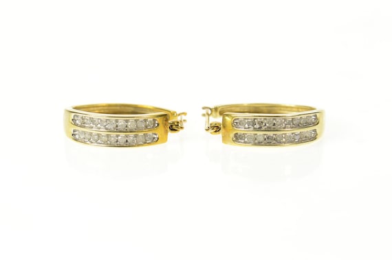 10K Diamond Channel Classic Statement Hoop Earring