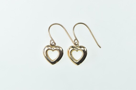 Puffy Polished Heart Dangle Earrings with Marquise Wire Sterling Silver Puffy Polished Heart Dangle Earrings with Marquise Wire Sterling Silver