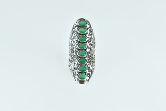 Sterling Silver Ornate Emerald Filigree Scroll Fi… - image 1