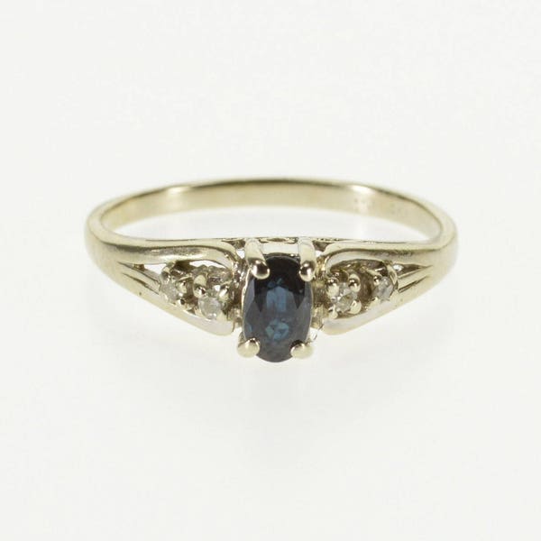 14k Sapphire Diamond Accent Alternative Engagement Ring Gold