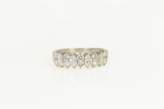 Platinum 1.10 Ctw Marquise Diamond Wedding Ring S… - image 1