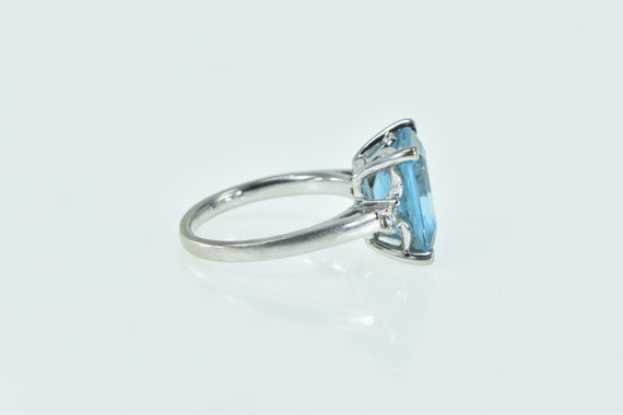 14K Emerald Cut Blue Topaz Diamond Accent Ring Si… - image 2
