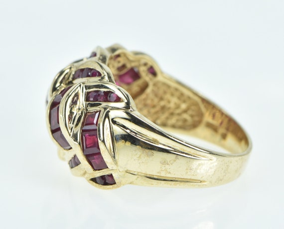14K Ruby Encrusted Domed Knot Statement Band Ring… - image 2