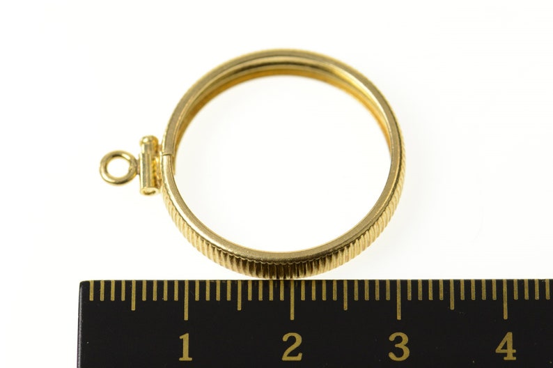 14K British 1 Lb One Pound Coin Bezel Holder CharmPendant Yellow Gold
