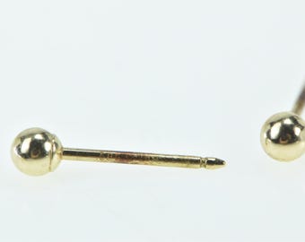 14K 3.0mm Vintage Ball Sphere Classic Stud Earrings Yellow