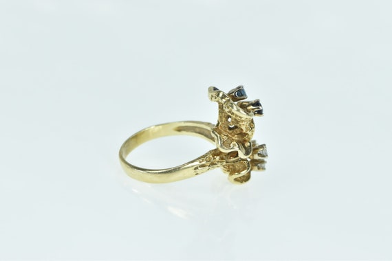 14K Vintage Diamond Sapphire Floral Cluster Ring … - image 2