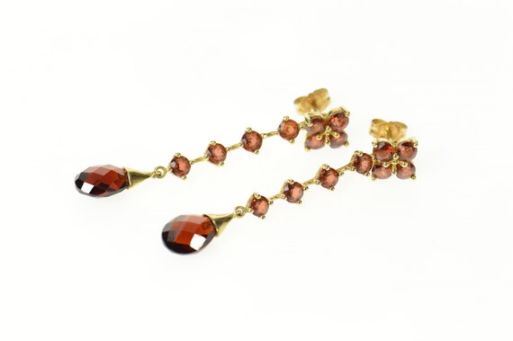 14K Ornate Garnet Drop Dangle Jacket Statement Ear