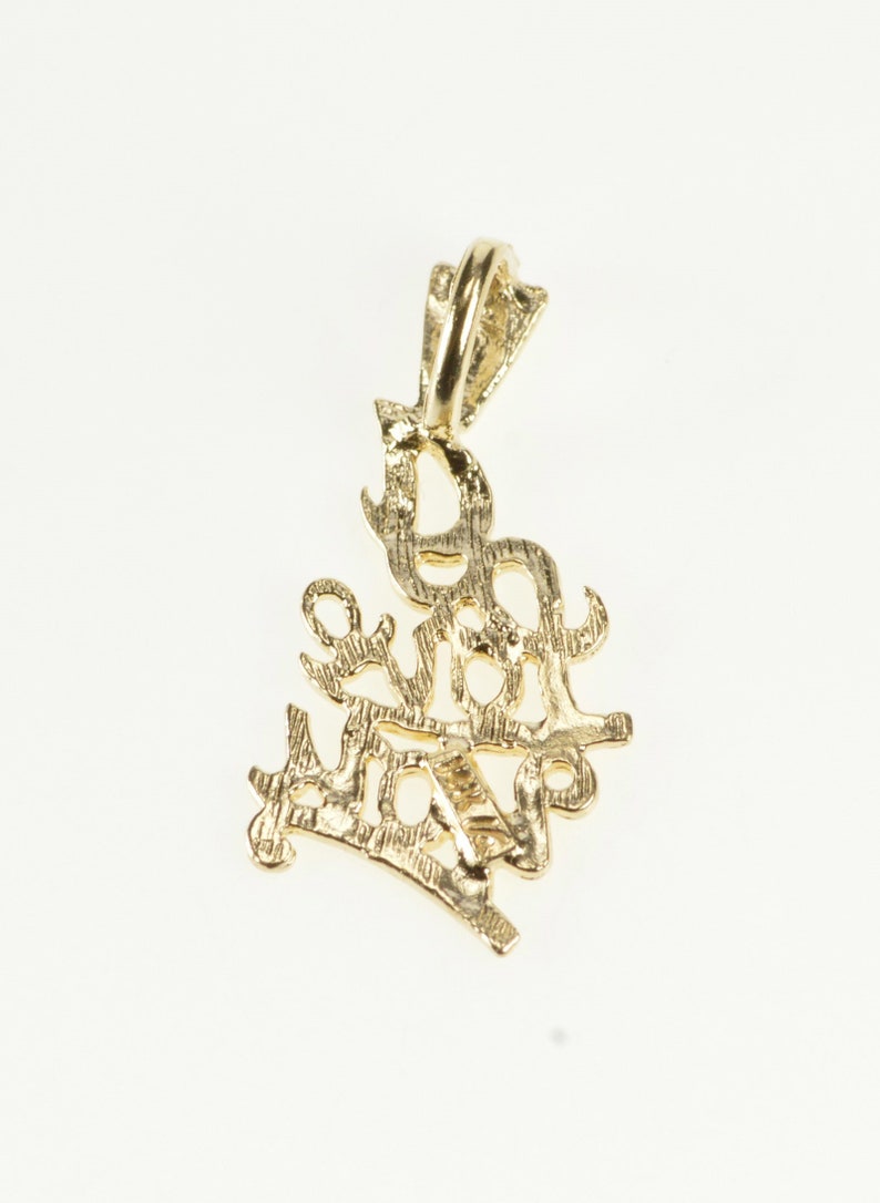 14K I Love You Cursive Romantic Phrase Anniversary Pendant Yellow Gold