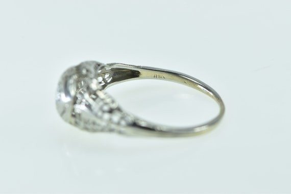18K Art Deco Filigree Diamond Engagement Ring Siz… - image 3