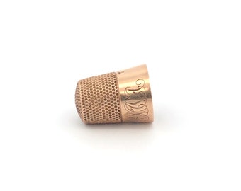 10K 1909 G W A Monogram Engraved Initial Thimble Yellow Gold