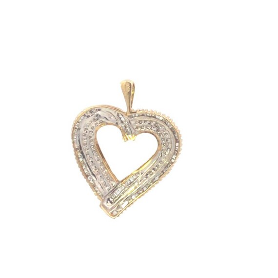 10K Vintage Diamond Encrusted Heart Love Pendant … - image 3