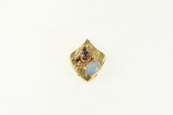 14K Opal Sapphire Floral Slide Bracelet Charm/Pen… - image 1