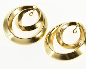 14k Ridged Layered Circle High Relief Earring Jackets Gold