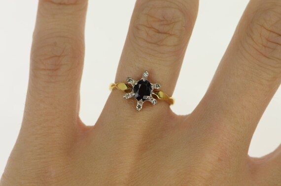18K Sapphire Diamond Halo Engagement Ring Size 6.… - image 5