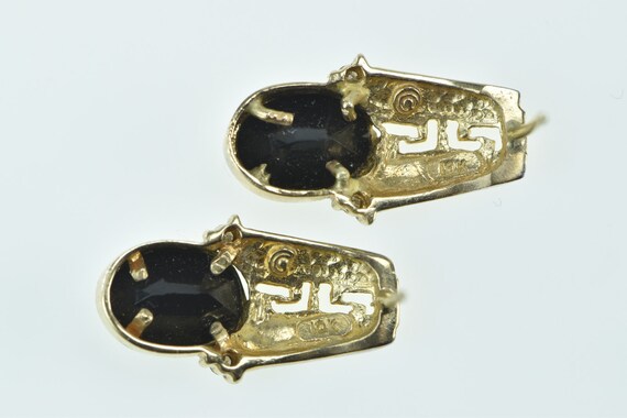 10K Oval Black Onyx Diamond Two Tone Earrings Yel… - image 3