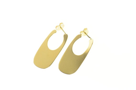 18K Oval Flat Geometric Retro Statement Hoop Earri