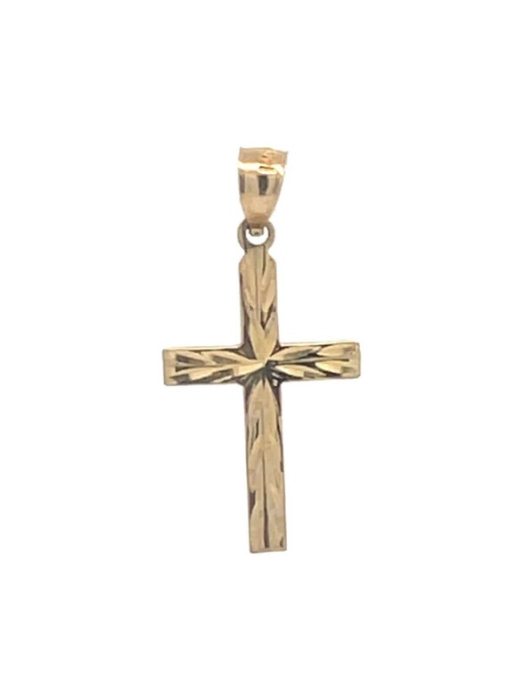 14K Diamond Cut Cross Christian Faith Symbol Charm