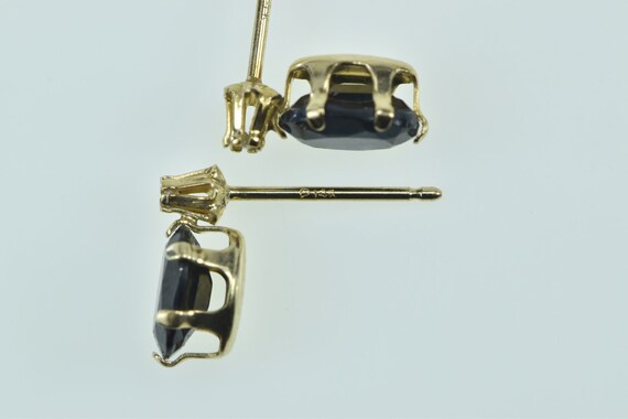 14K Oval Sapphire Diamond Vintage Stud Earrings Y… - image 3