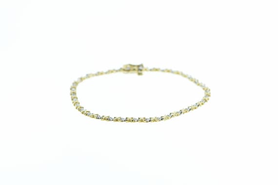 10K Diamond X Criss Cross Vintage Tennis Bracelet… - image 1