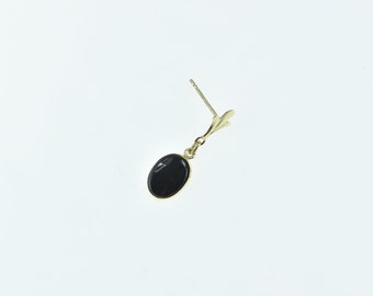 14K Single Black Onyx Dangle Statement Earring Yellow Gold